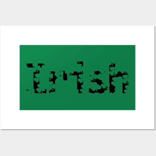 Irish Text with Shamrock Cut Out Pattern for St Patricks Day Posters and Art